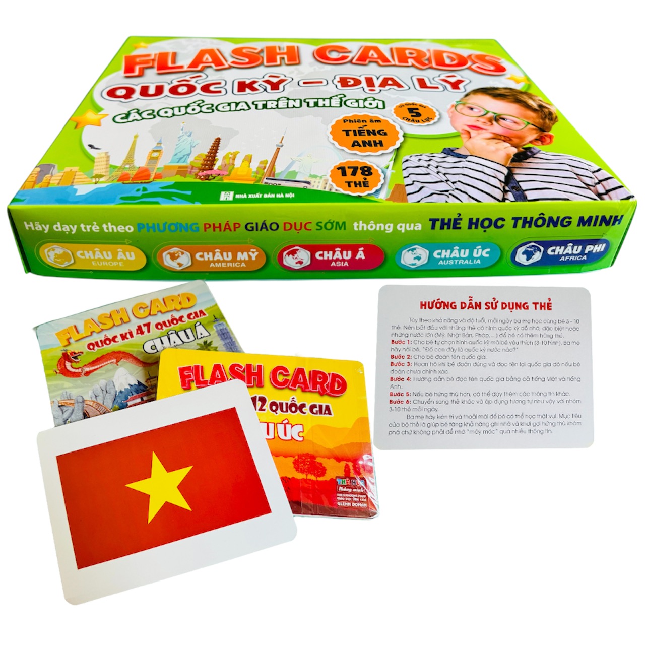 Thẻ cờ Quốc Kỳ Địa lý các Quốc gia trên thế giới (173 Quốc gia 5 Châu lục phiên âm Tiếng anh)