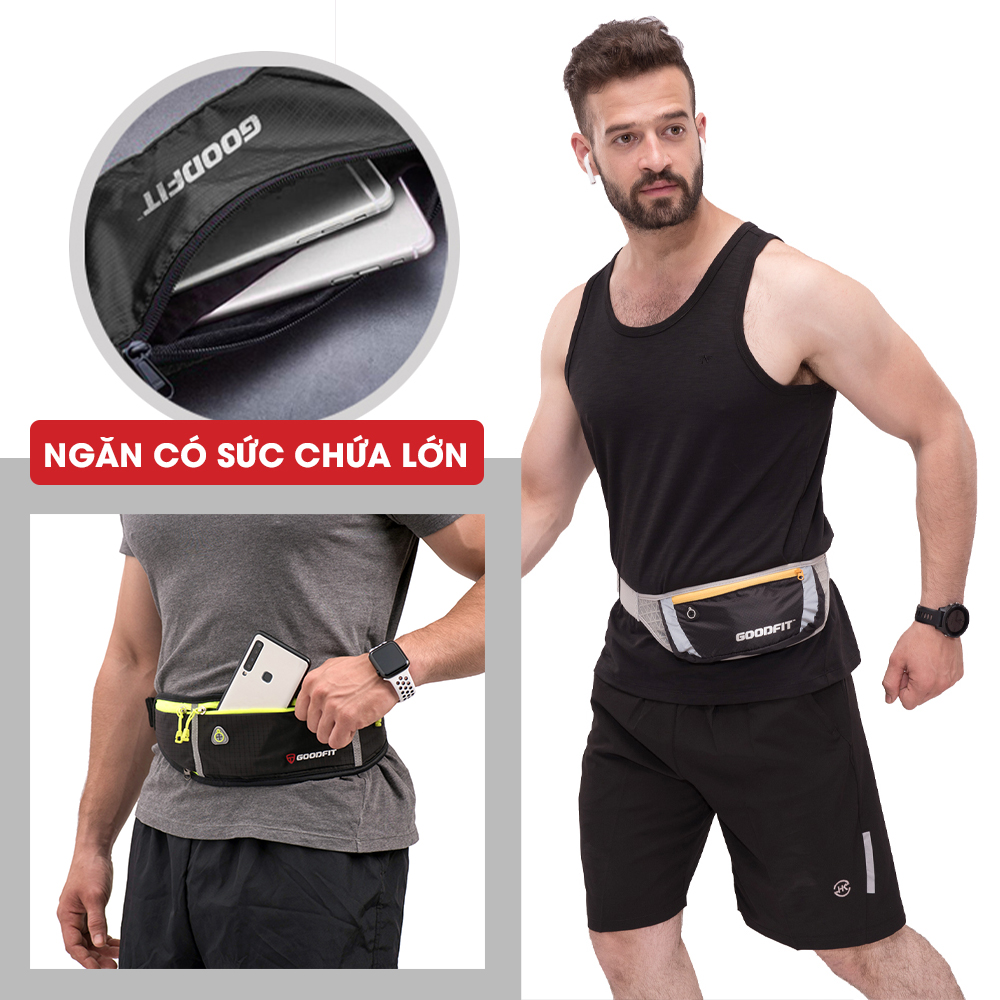 Túi đeo bụng, đai đeo điện thoại chạy bộ chính hãng Goodfit GF10X chống nước, phản quang, sức chứa lớn