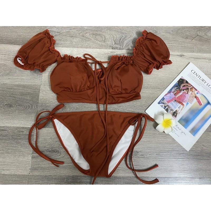 Set bikini 2 mảnh quần chip áo bèo tay con xinh xắn hh