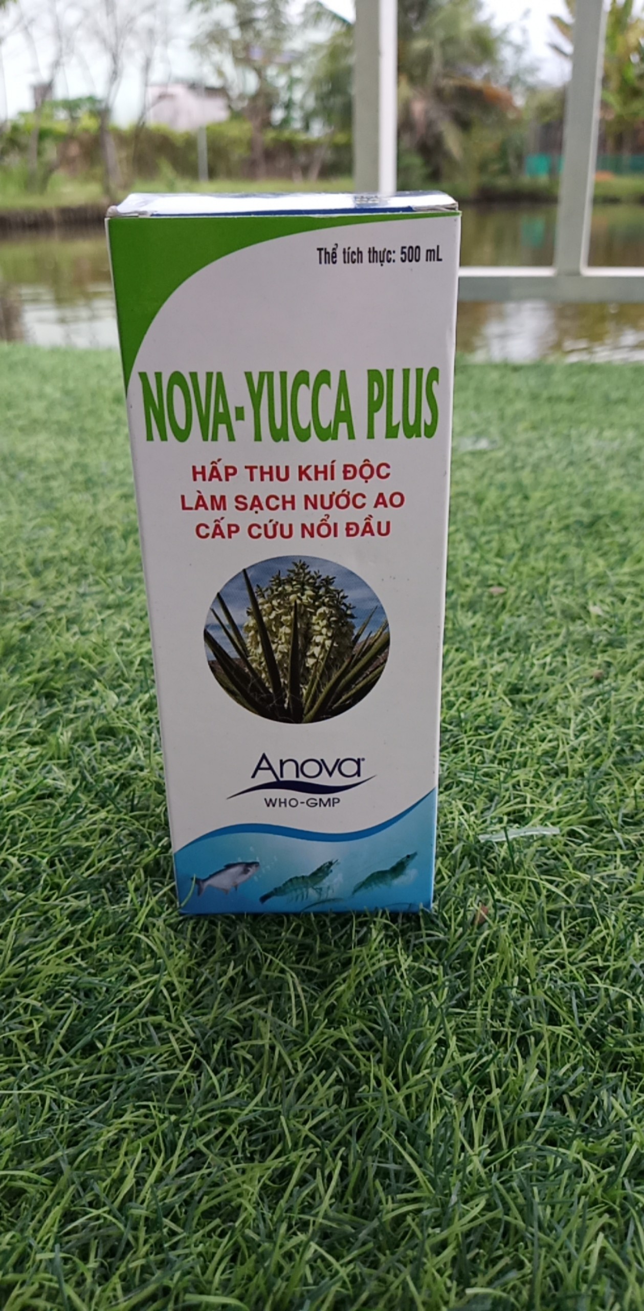 Nova Yucca Plus hấp thu khí độc, làm sạch nước ao, cấp cứu cá, tôm nổi đầu (Chai 500ml)