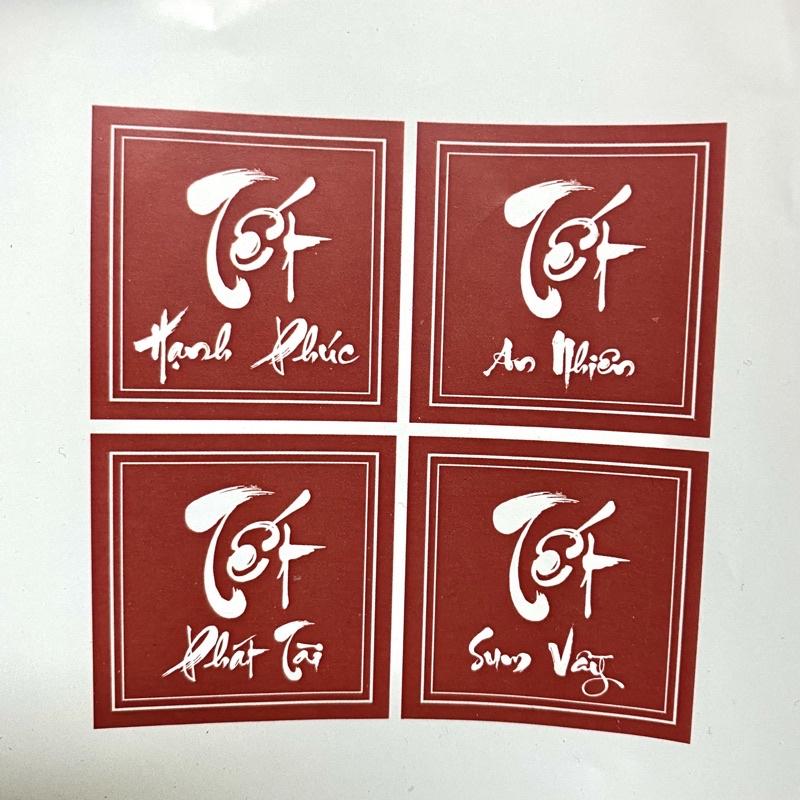 100 tem dán decal sticker năm mới màu đỏ Tết