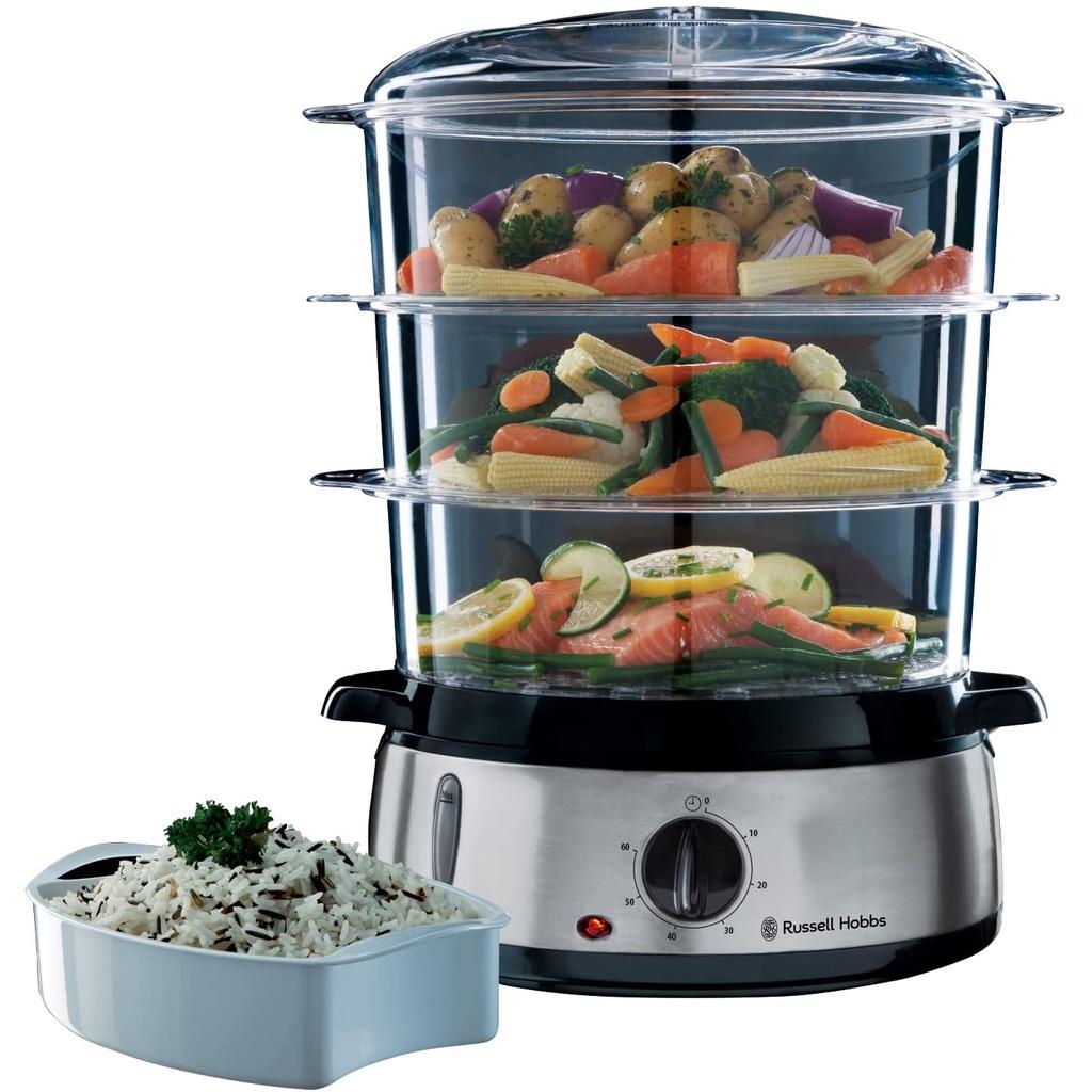 Nồi Hấp Rau Củ 3 Tầng RUSSELL HOBBS, Nồi Hấp Trứng, Công Suất 800W, Dung Tích 9L, Nhập Đức, BH 12 Tháng