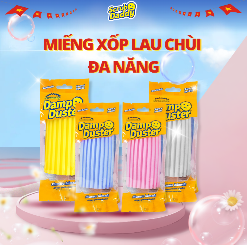 Miếng bọt biển lau bụi mọi ngóc ngách Damp Duster - miếng xốp lau chùi đa năng