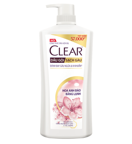 Dầu Gội Clear Sạch Gàu Dầu Gội Sạch Gàu Mát Lạnh Hoa Anh Đào Thơm Mát Suốt 24 Giờ 630G