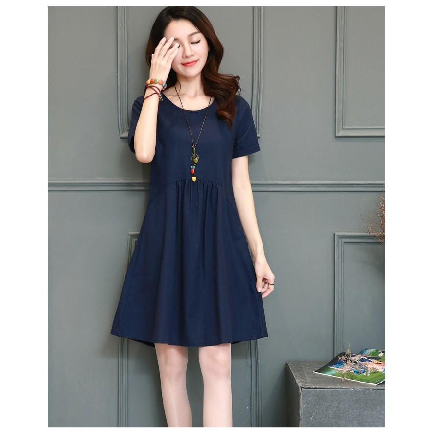 HÀNG ĐỦ SIZE: Đầm suông rúm ly cách điệu - DS34