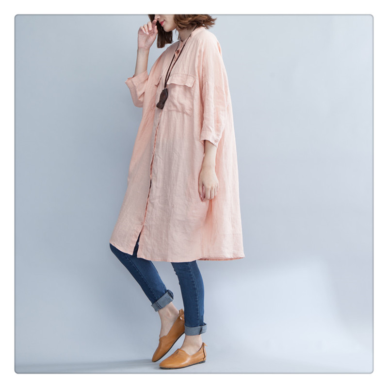 Đầm suông sơ mi cổ trụ 2 túi hộp, thời trang phong cách Hàn