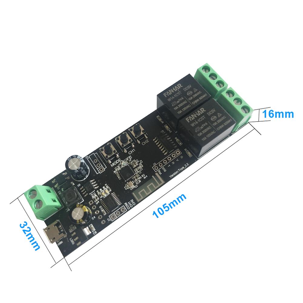 Công Tắc Wifi Tuya 2ch Usb Dc5V / 7-32v Cho Android / Ios App Điều Khiển Từ Xa Amazon Alexa Google Home