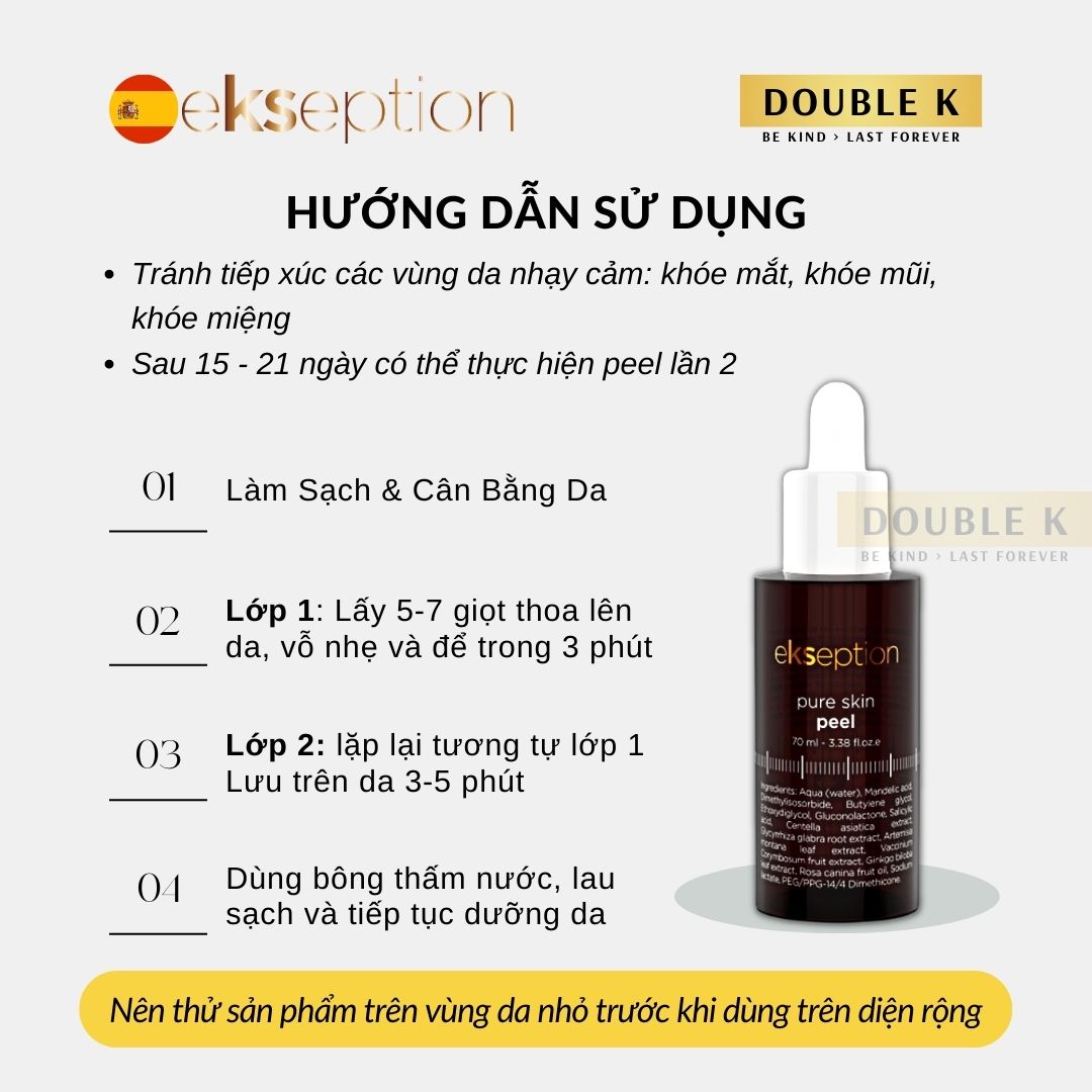 ekseption Pure Skin Peel - Giảm Mụn, Mờ Thâm Sau Mụn, Se Nhỏ Lỗ Chân Lông, Mịn Màng Làn Da - Double K