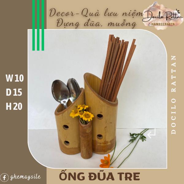 Ống đựng đũa/ muỗng/ tăm bằng tre- Ống tre trang trí bàn ăn