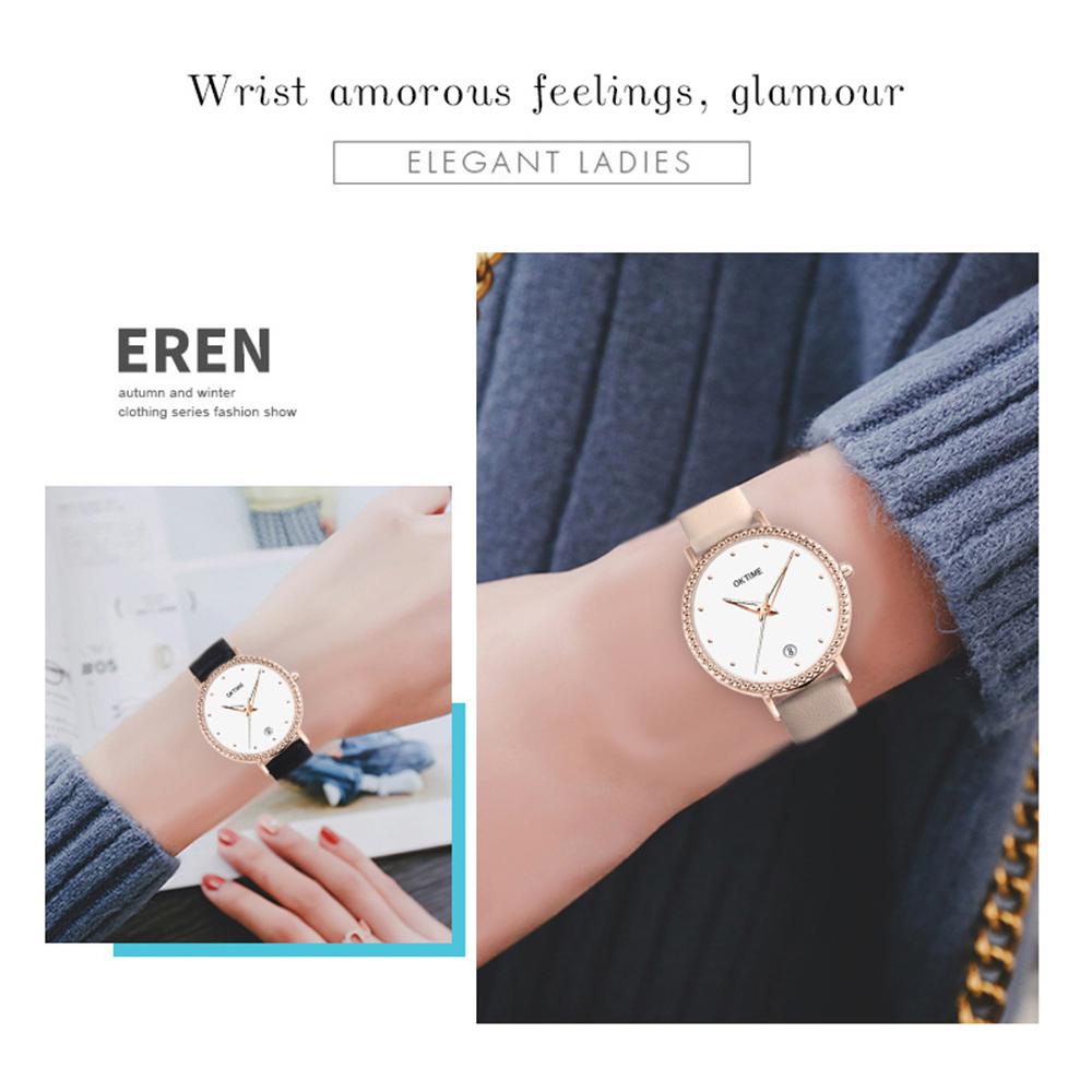 Đồng hồ thạch anh Dây da PU nữ đơn giản