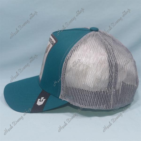 Nón kết lưới in đại bàng in chữ Freedom phía sau khóa nhựa phía trong và trước có tem vòng đầu 55-58cm - Xanh cổ vịt