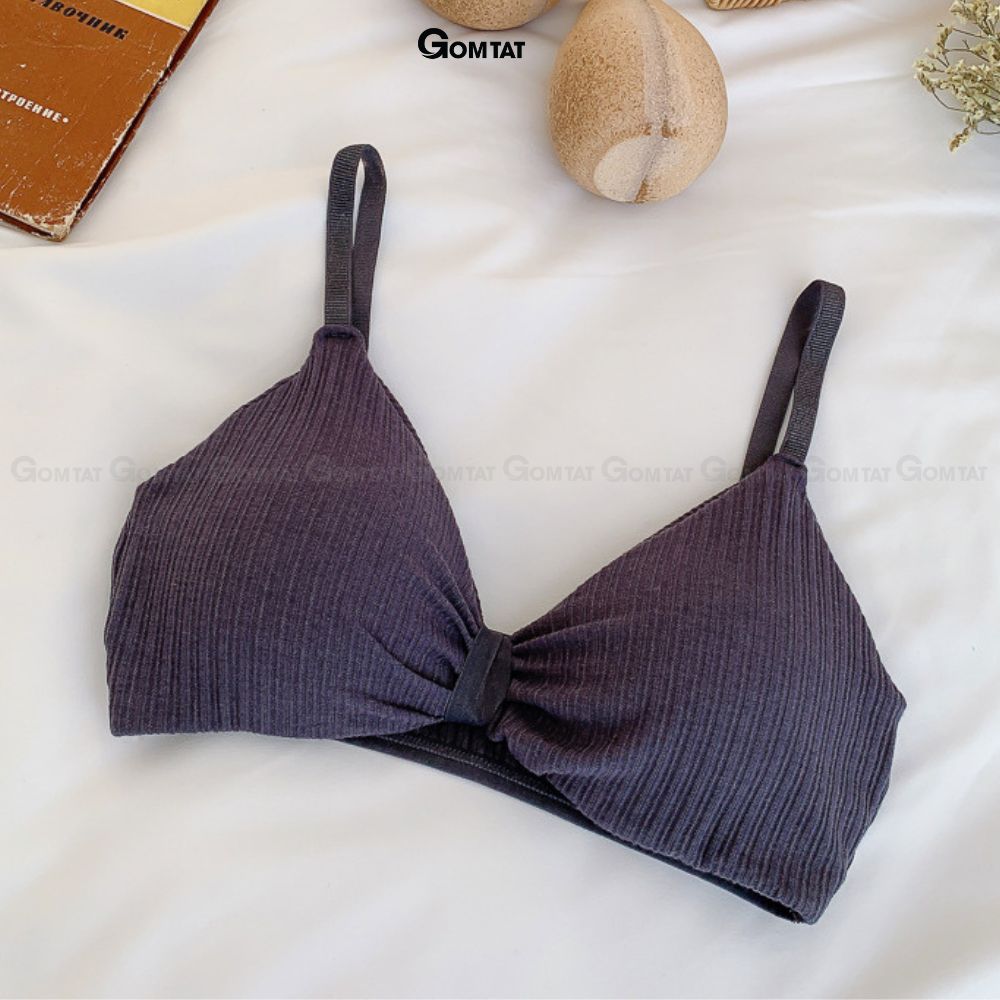 Áo bra thắt nơ 2 dây không gọng đệm mỏng siêu nâng ngực, áo lót nữ hở lưng chất cotton siêu thoáng khí - BRANO-003