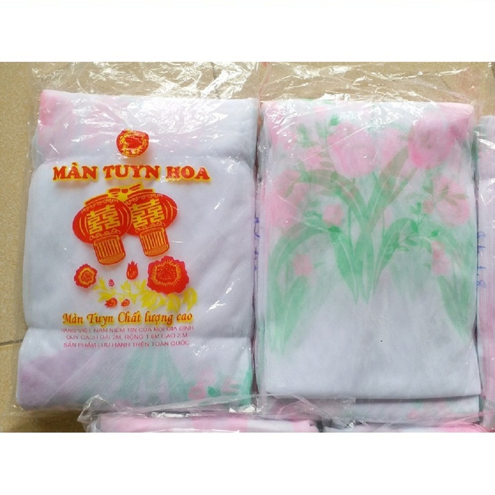 HÀNG VIỆT NAM CHẤT LƯỢNG Màn tuyn chống muỗi cao cấp có cửa hàng loại đẹp họa tiết hoa hồng