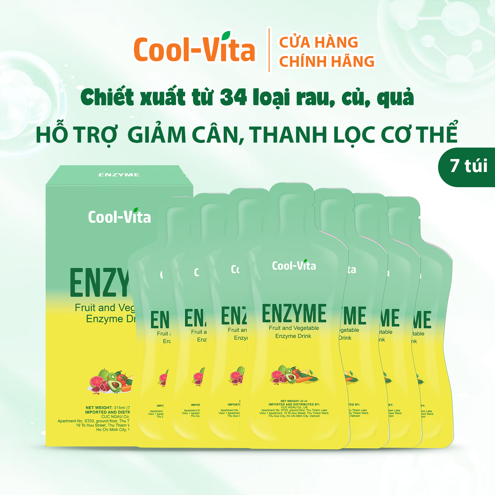 Combo 3 Hộp Nước Uống Enzyme Giúp Thanh Lọc Cơ Thể Slimkeep Hỗ Trợ Điều Chỉnh Cân Nặng Coolvita Hộp 7 Túi