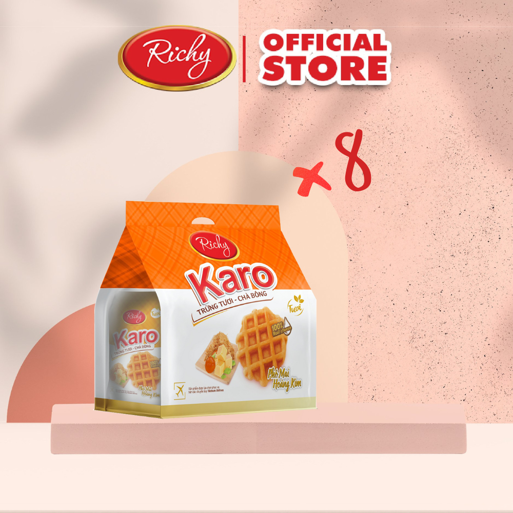 Combo 8 Bịch Bánh Karo Phomai Hoàng Kim Richy Chà Bông Sợi Gà