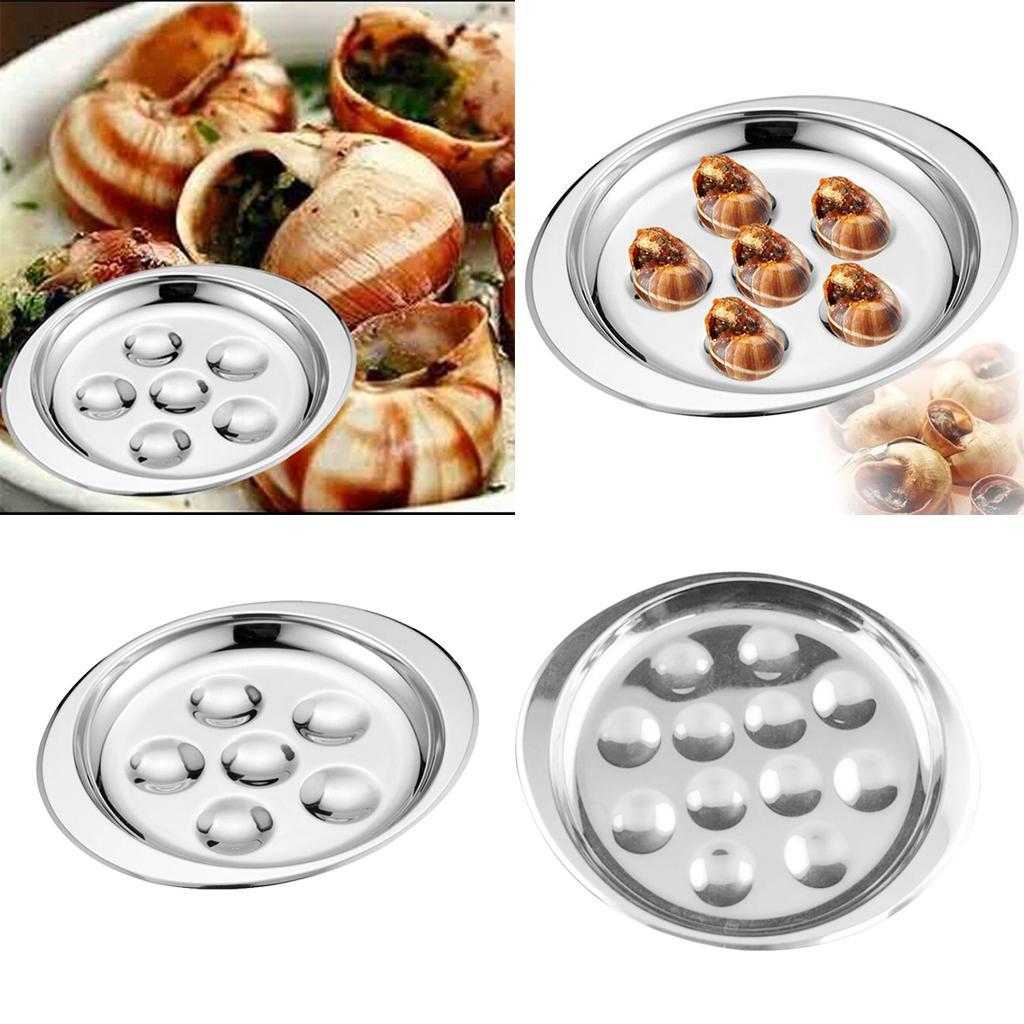 Set of 2, Stainless Steel French Escargot Baking Plate Mushroom Snail Dish