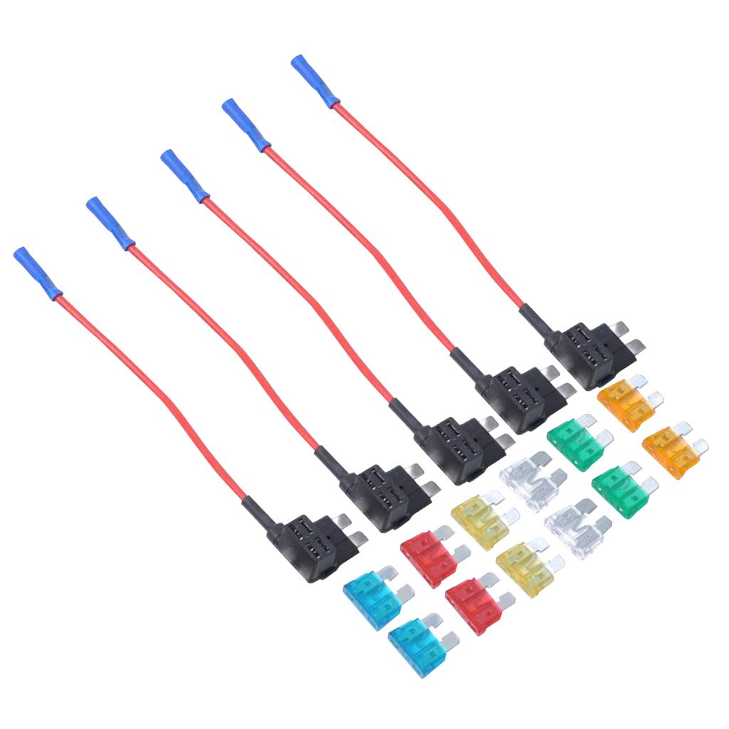 12 Pieces 5A 10A 15A 20A 25A 30A Medium Fuses w/  Fuse Holders