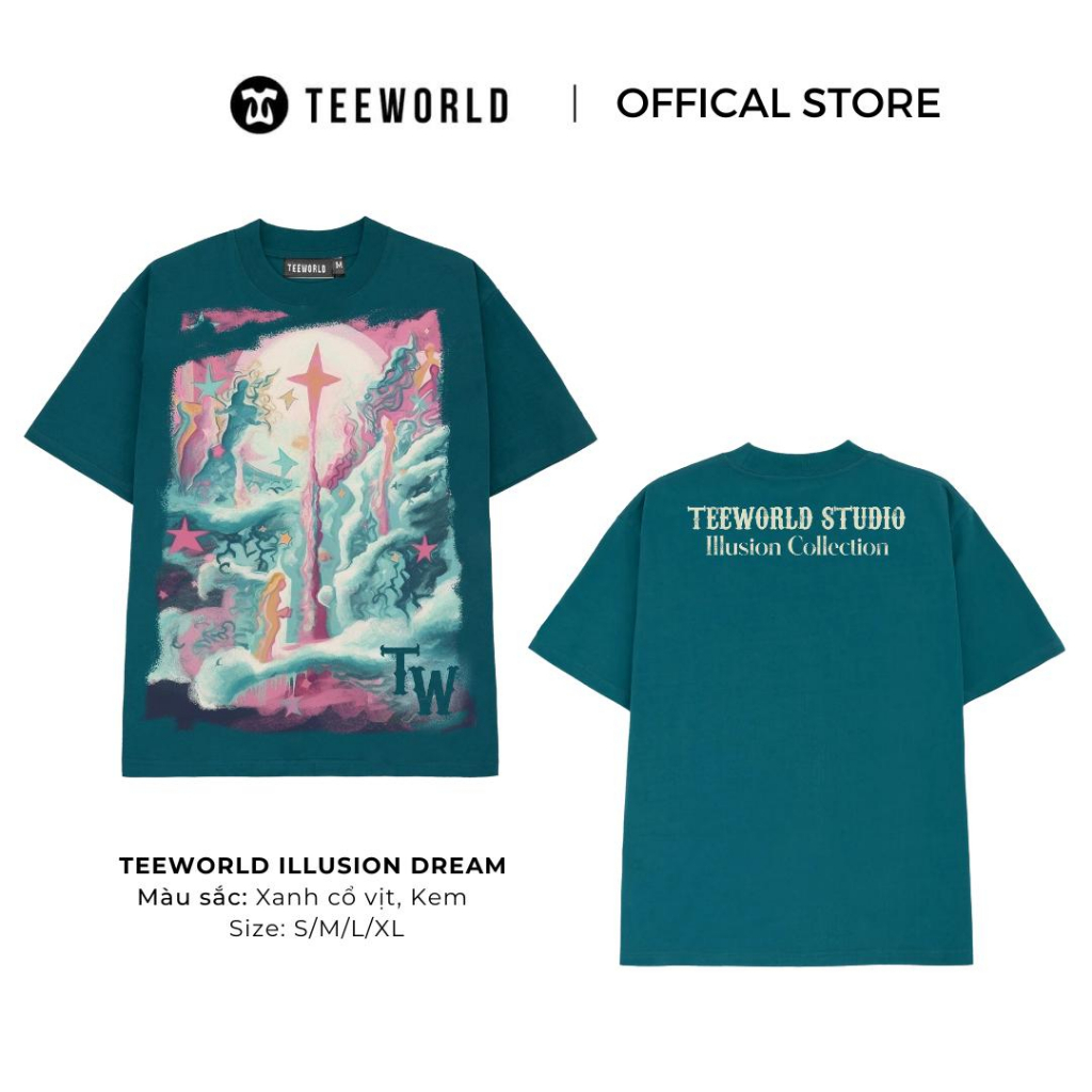 2 Áo thun Teeworld Illusion Dream Form Unisex Nam Nữ 2 Màu Cùng Size