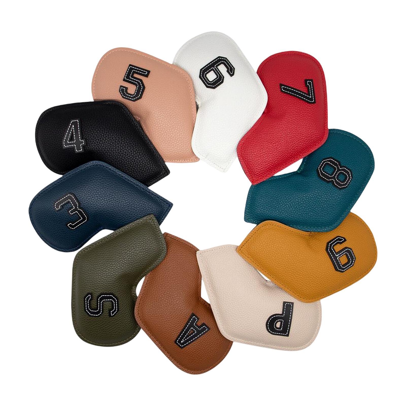 20Pcs Deluxe Golf Iron Headcover 3-9,P,S,A Club Embroidery Number Solid Color Head Cover Club Reused Golf Set Guard for Irons All Brands Men