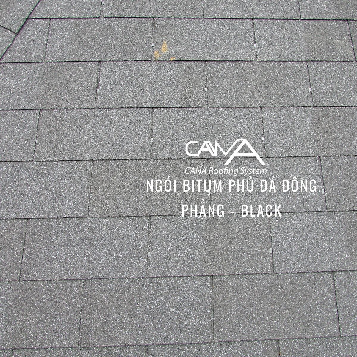 Tấm lợp bitum phủ đá cana đồng phẳng black - tấm nhựa đường phủ đá màu đen viên gạch từ Hàn Quốc chống thấm và trang trí biệt thự, nhà gỗ, bungalow, đóng gói 22 tấm /gói/phủ 3.2m2 mái