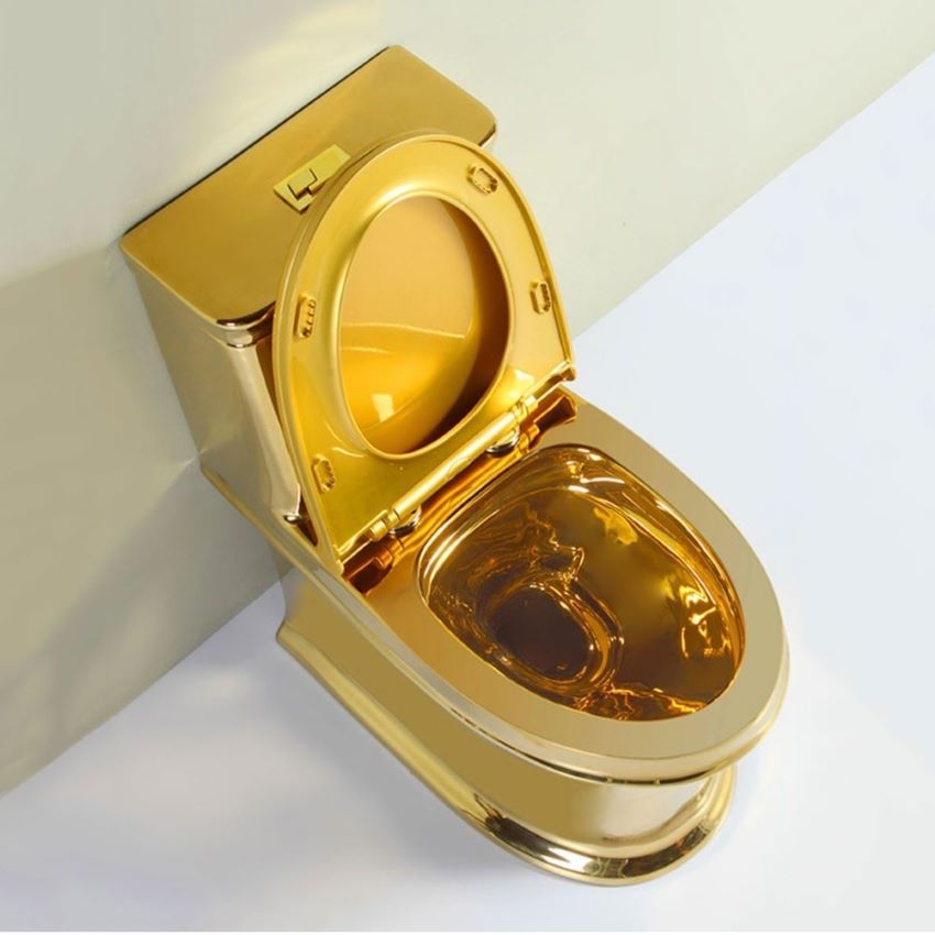 Bồn cầu 1 khối mạ vàng cao cấp phong cách hoàng gia, mã G154