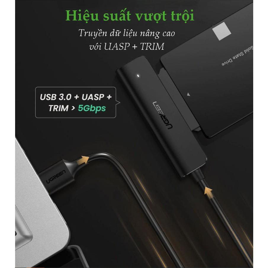 Cáp chuyển đổi hai loại USB 3.0 và USB type C sang Sata (7+15) cho ổ cứng ngoài SSD, HDD 2.5 inch, dài 50cm UGREEN CM321 - Hàng chính hãng