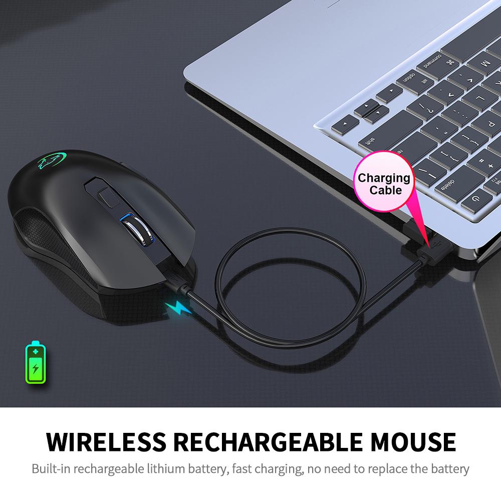 Chuột không dây YWYT G851 2.4GHz có thể sạc lại tiện dụng với hiệu ứng ánh sáng đầy màu sắc