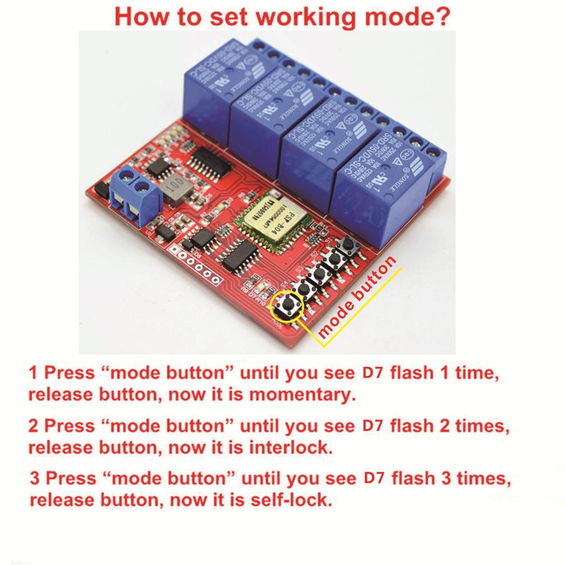 DC7-24V 4 Channel Light Lamp Switch 433mhz Wireless Remote Control Module DIY Part