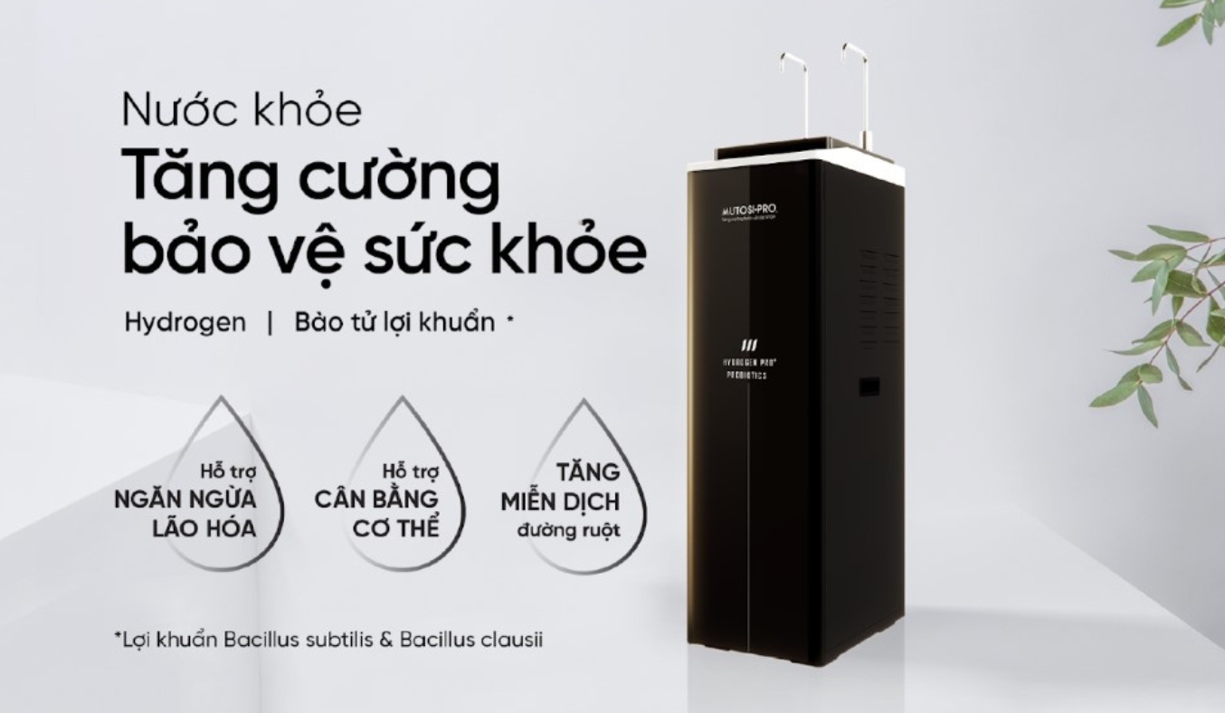 [Hàng chính hãng] Máy lọc nước Mutosi Hydrogen Pro Plus Probiotics Ion Kiềm MP-F081-HC4H5P, Công nghệ điện phân có màng ngăn, Tiết kiệm 84% điện năng, Bảo hành tại nhà.