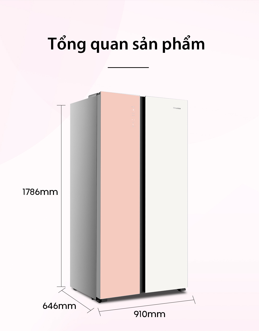 Tủ Lạnh Hisense Inverter Side By Side RS668N4EW-PU 519 Lít tiết kiệm điện, bảo hành 3 năm - HÀNG CHÍNH HÃNG