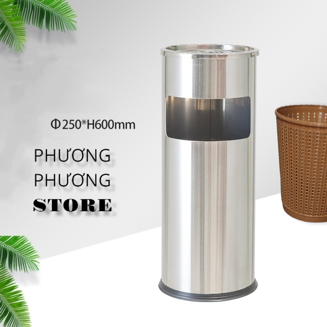 Thùng rác inox tròn, thùng rác inox gạt tàn tròn hàng cao cấp