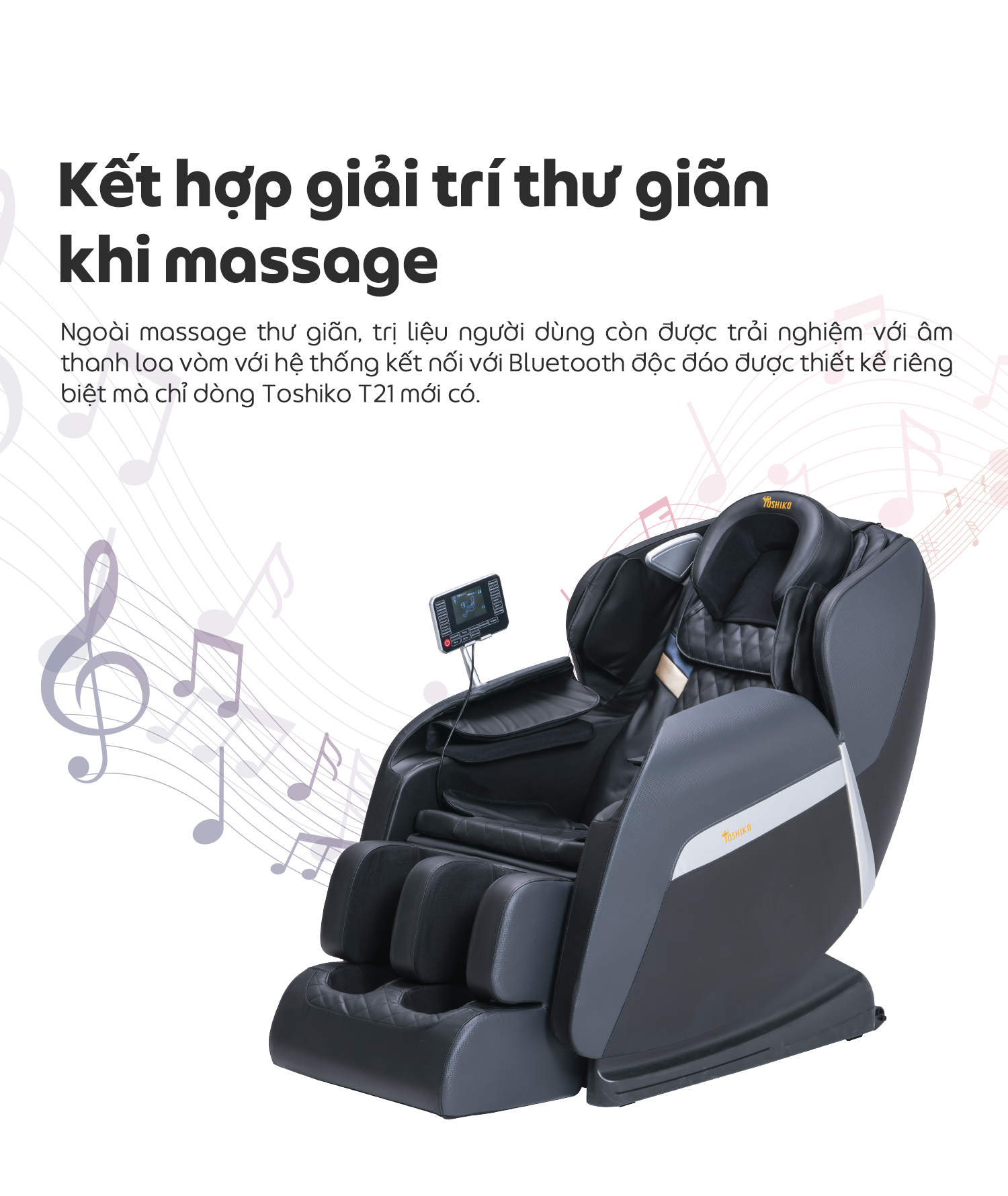 Ghế massage toàn thân Toshiko T21 giúp thư giãn và hỗ trợ giảm đau xương khớp hiệu quả