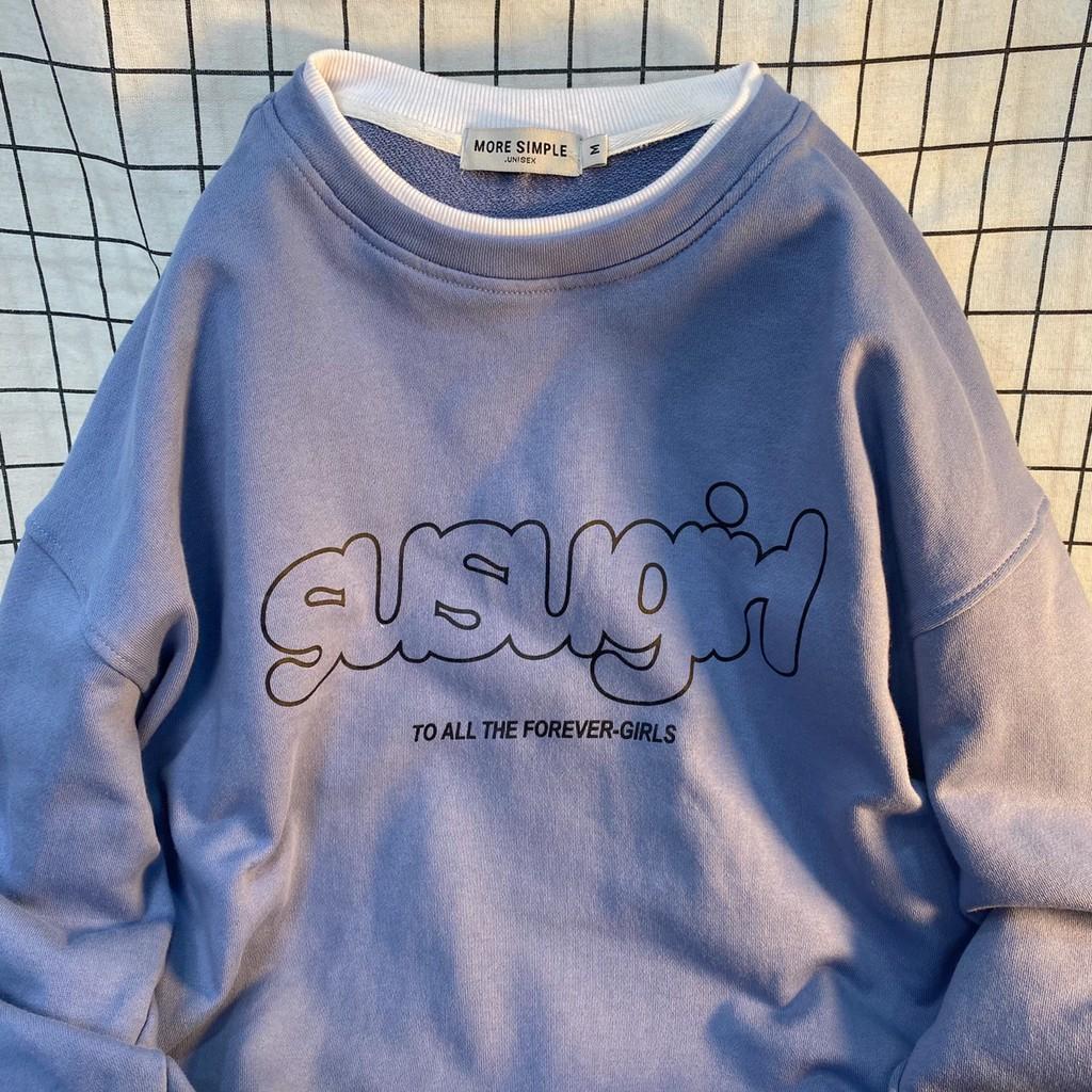 Áo Sweater Nữ Form Rộng Phối Layer Susu Vải Nỉ Bông Dày Dặn phong cách