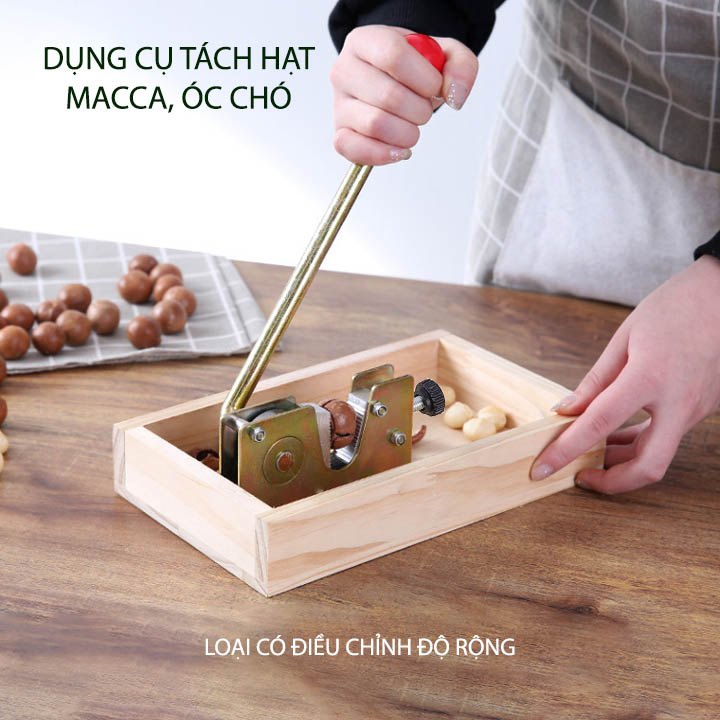 Dụng cụ tách hạt macca, óc chó đa năng, có điều chỉnh độ rộng, bằng thép mạ chống gỉ