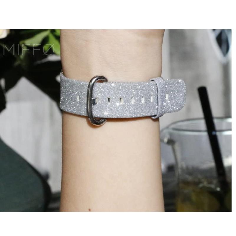 Dây Đeo Thay Thế Chất Liệu Da Lấp Lánh Thiết Kế Nhiều Lỗ Cho Huami Amazfit Pace