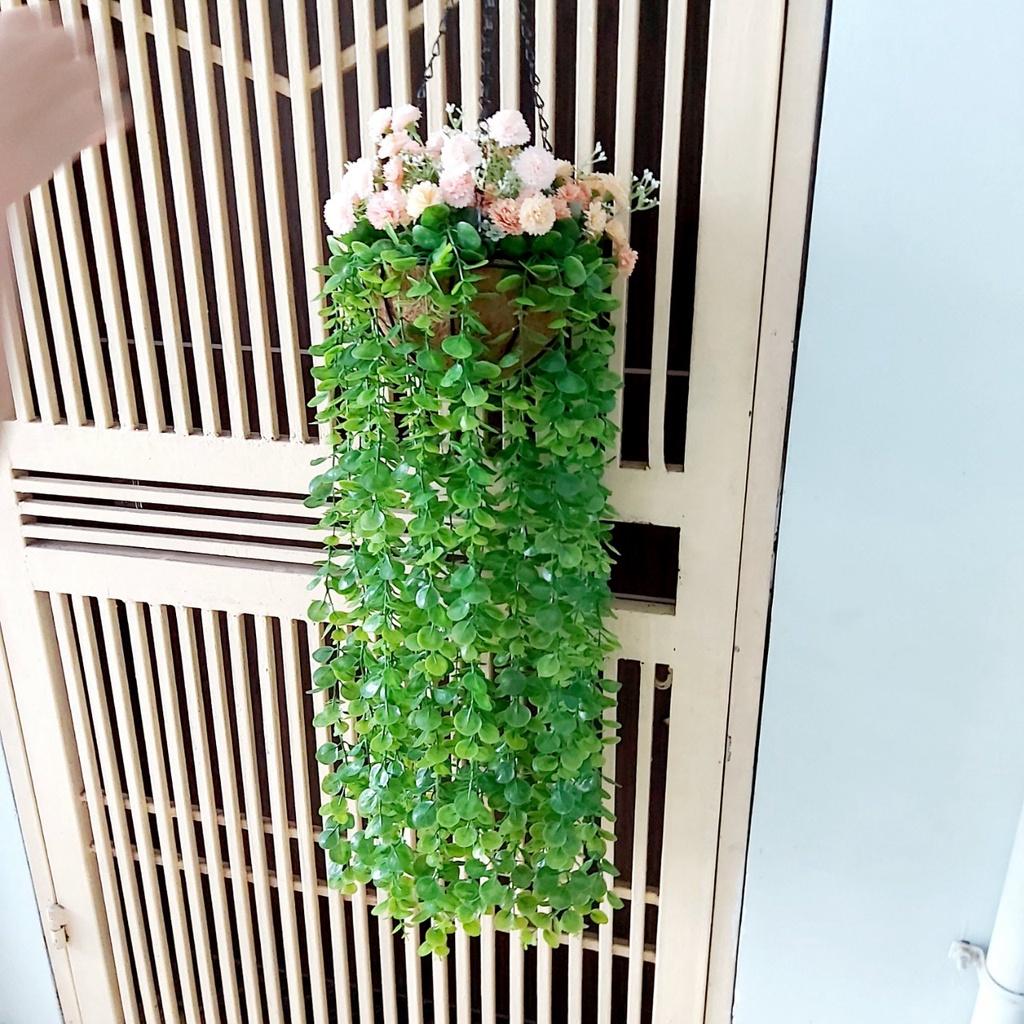 Giỏ lá thường xuân giả loại cao cấp treo tường trang trí tiểu cảnh, ban công xanh mát Flowermini GL-01