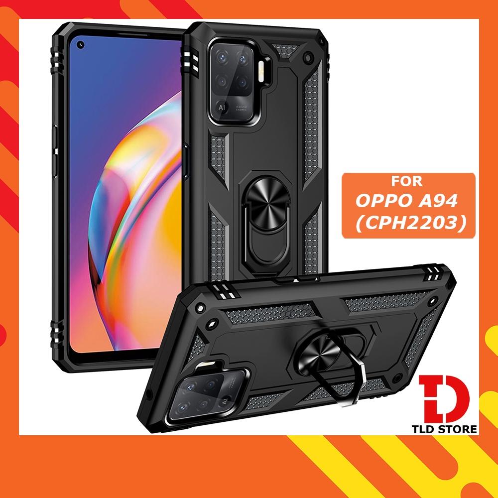 Ốp lưng cho Oppo A94 CPH2203 chống sốc 2 lớp kèm nhẫn xoay làm giá đỡ