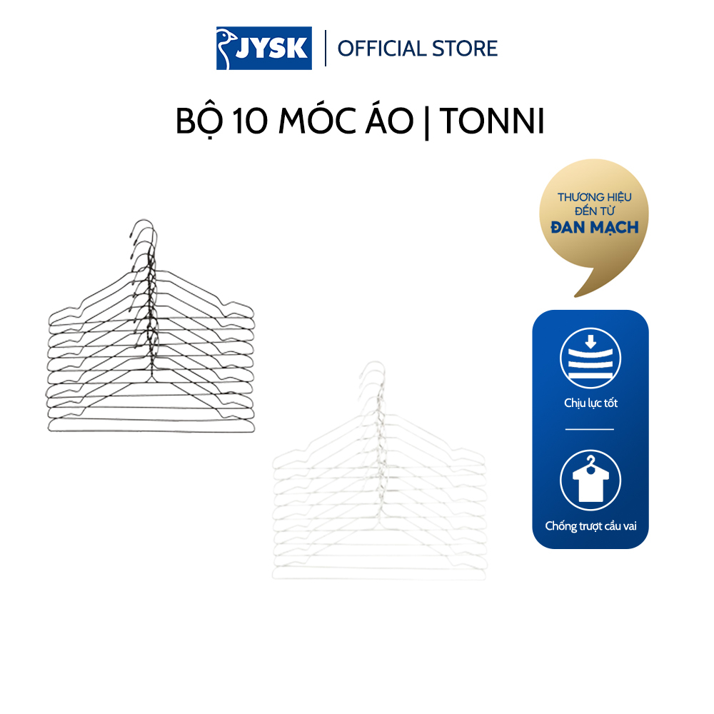 Bộ 10 móc áo | JYSK Tonni | kim loại | nhiều màu | R21xD43cm