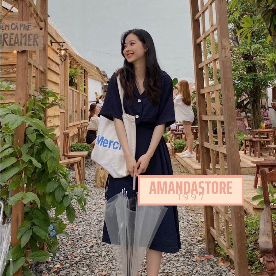 Set sơ mi cộc tay cổ vest kèm chân váy chữ A chun sau buộc nơ hông điệu đà. Set áo váy HOTHIT chất đũi mát 3 màu