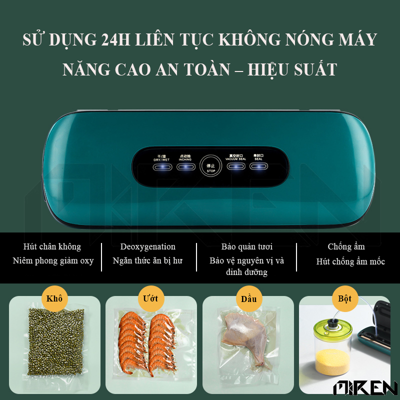 Máy Hút Chân Không Thực Phẩm Kiêm Niêm Phong Miệng Túi Cao Cấp-Chế Độ Hút Khô/Ướt/Thủ Công & Hút Chiết Xuất Không Khí Hộp Thực Phẩm. Hàng Chính Hãng