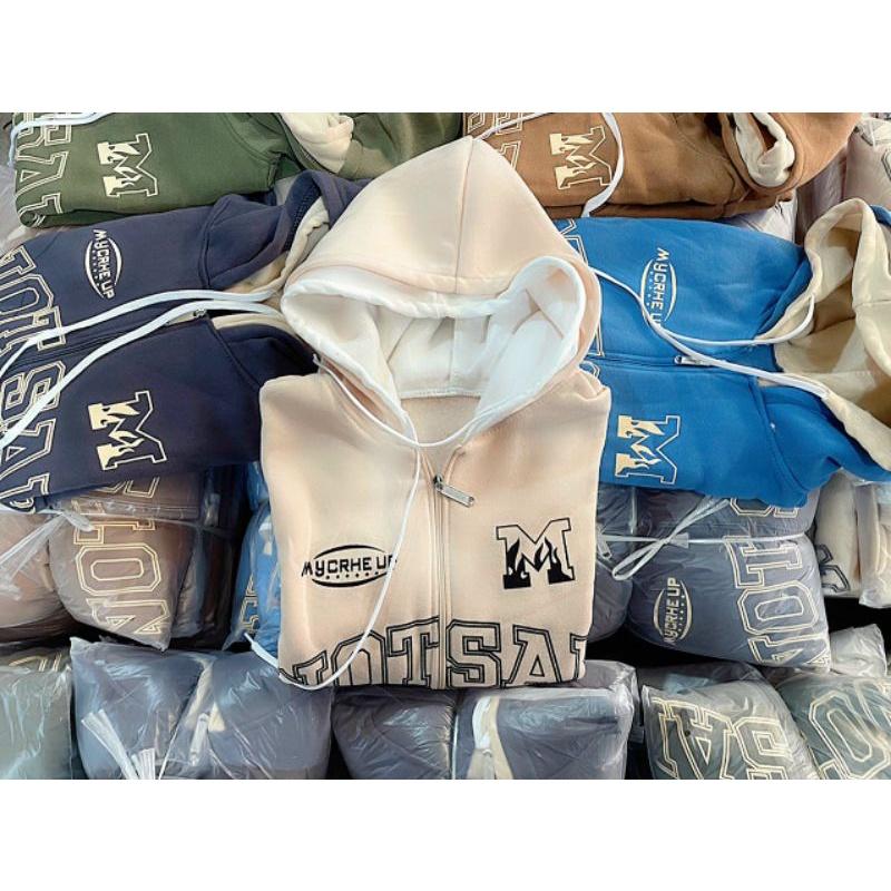 Hình ảnh Áo khoác nỉ unisex cao cấp ,Áo hoodie có nón 2 lớp zip kéo in chữ, mẫu áo khoác nỉ raplang nhiều màu thời trang thu đông