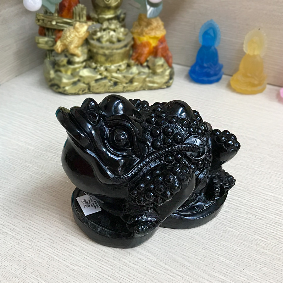 Cóc phong thủy - Thiềm thừ phong thủy đá Onyx đen 16cm