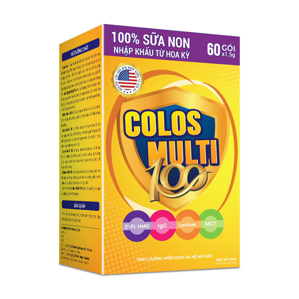 Sữa non Colosmulti 100 hộp 60 gói x 1,5g cải thiện hệ tiêu hóa, giúp bé ăn ngoan