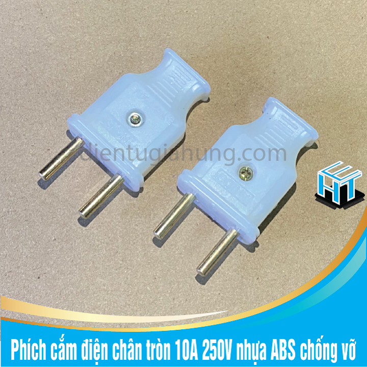 Combo 2 cái Phích cắm điện chân tròn 10A 250V nhựa ABS chống vỡ