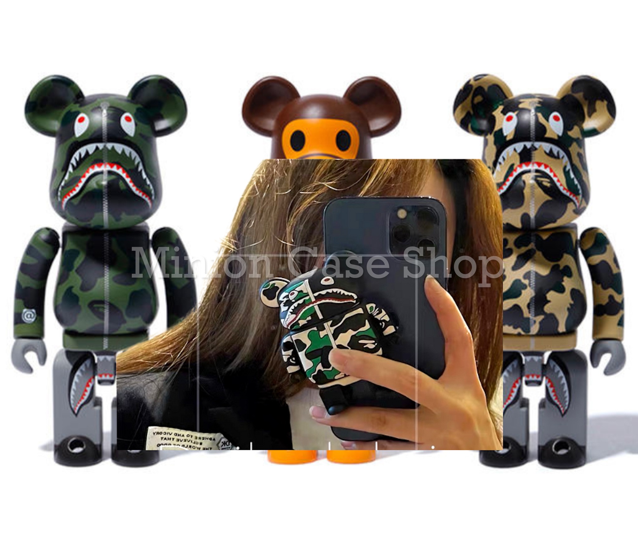 Bao Case Ốp dành cho Airpod 1/2 gấu bearbrick quân đội silicon 3d cao cấp