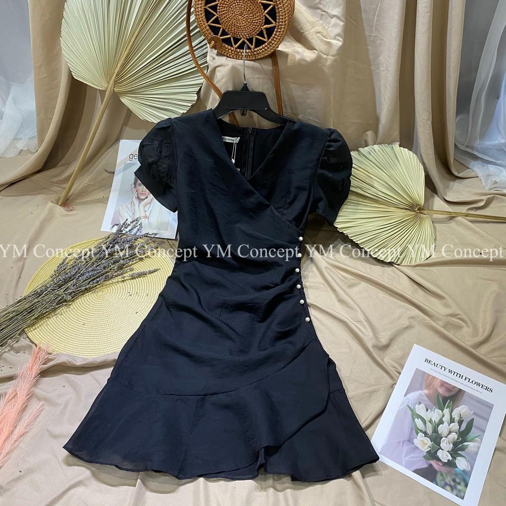 Đầm Dạo Phố Cổ Chéo Đính Ngọc Trai
