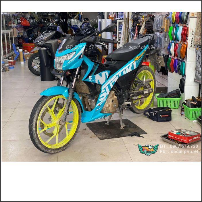 Tem Rời Satria Movistar Xanh trắng