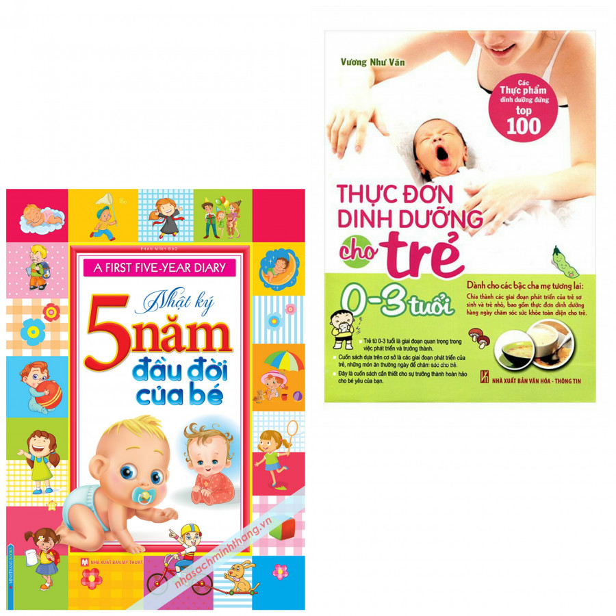 Combo nhật ký 5 năm đầu đời của bé +thực đơn dinh dưỡng cho trẻ từ 0-3 tuổi