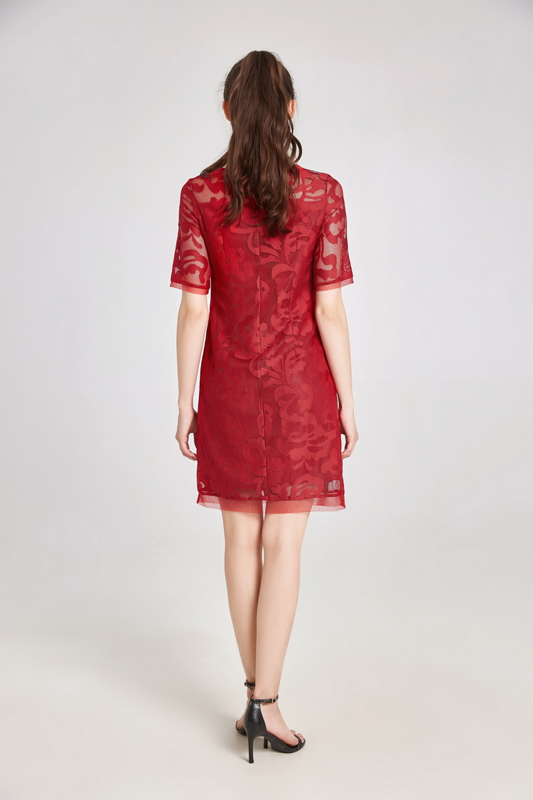 Đầm suông voan hoa nổi đỏ tươi ArcticHunter, thời trang thương hiệu chính hãng - A1065
