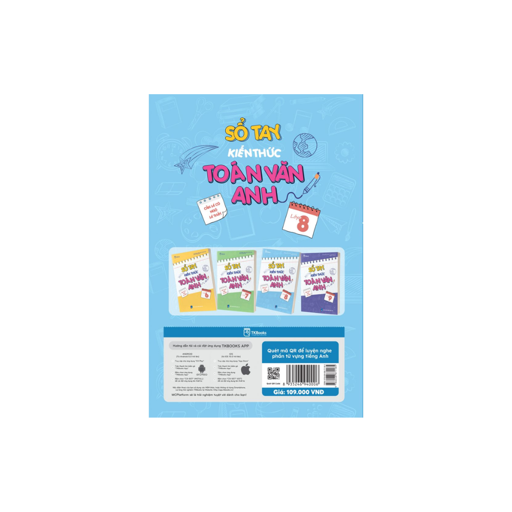 Sách - Sổ tay kiến thức Toán - Văn - Anh lớp 8 - MCBooks